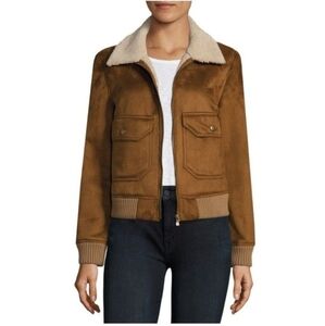 MOTHER Aviator Faux Suede Jacket, Size Small